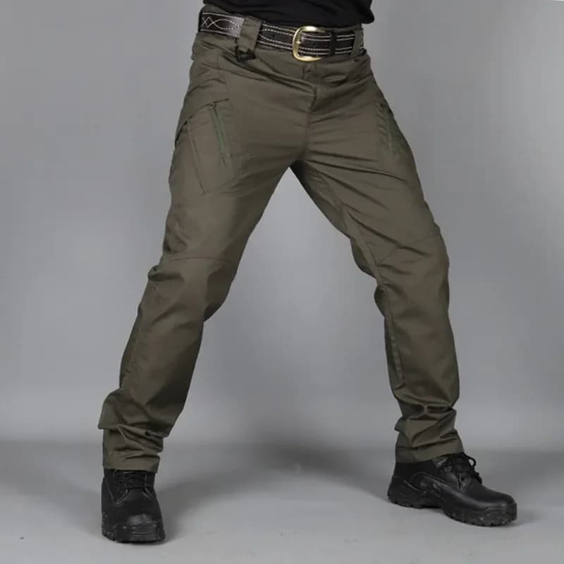 Pantalon cargo camouflage noir homme - Multi-poches séchage rapide pêche randonnée