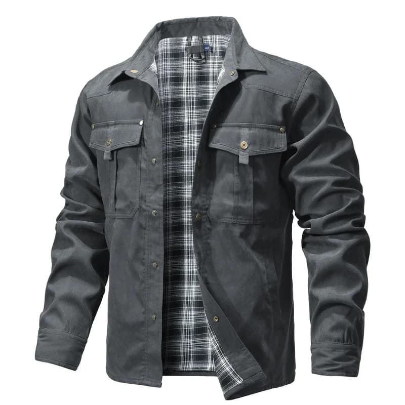 Shacket pêche homme printemps - Veste chemise doublée pour pêche casual western