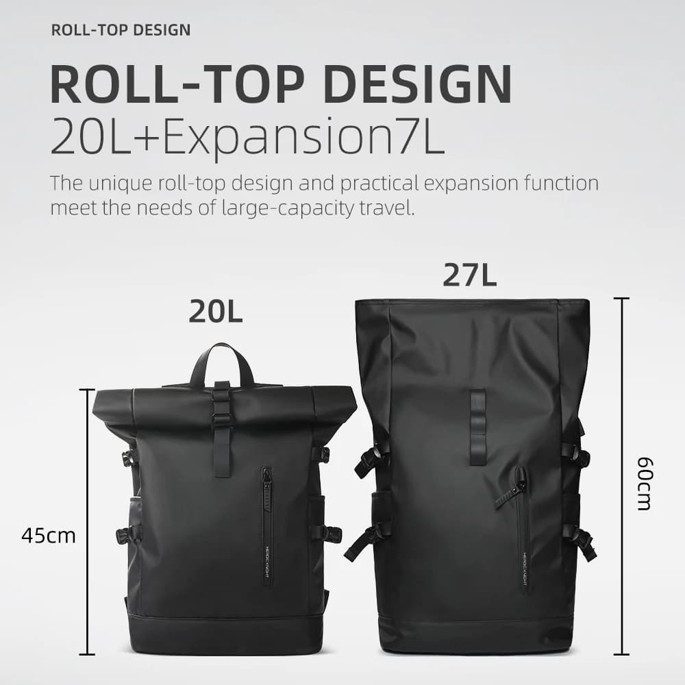 Sac à dos de voyage extensible étanche avec port USB - Sac pêche randonnée pour homme grande capacité