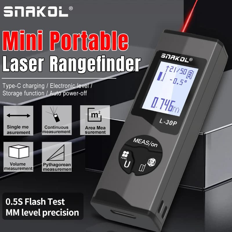 Mini télémètre laser 30/50M avec niveau électronique et USB - Mesure précise pour pêche