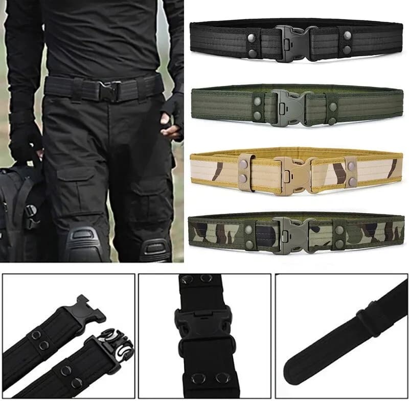 Ceinture tactique camouflage homme extérieur - Large ceinture nylon robuste pour randonnée et travail