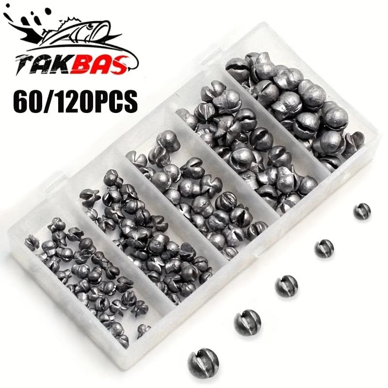 Kit plombs pêche 60/120 pièces - Plombs fendus 5 tailles - Design rond amovible eau douce