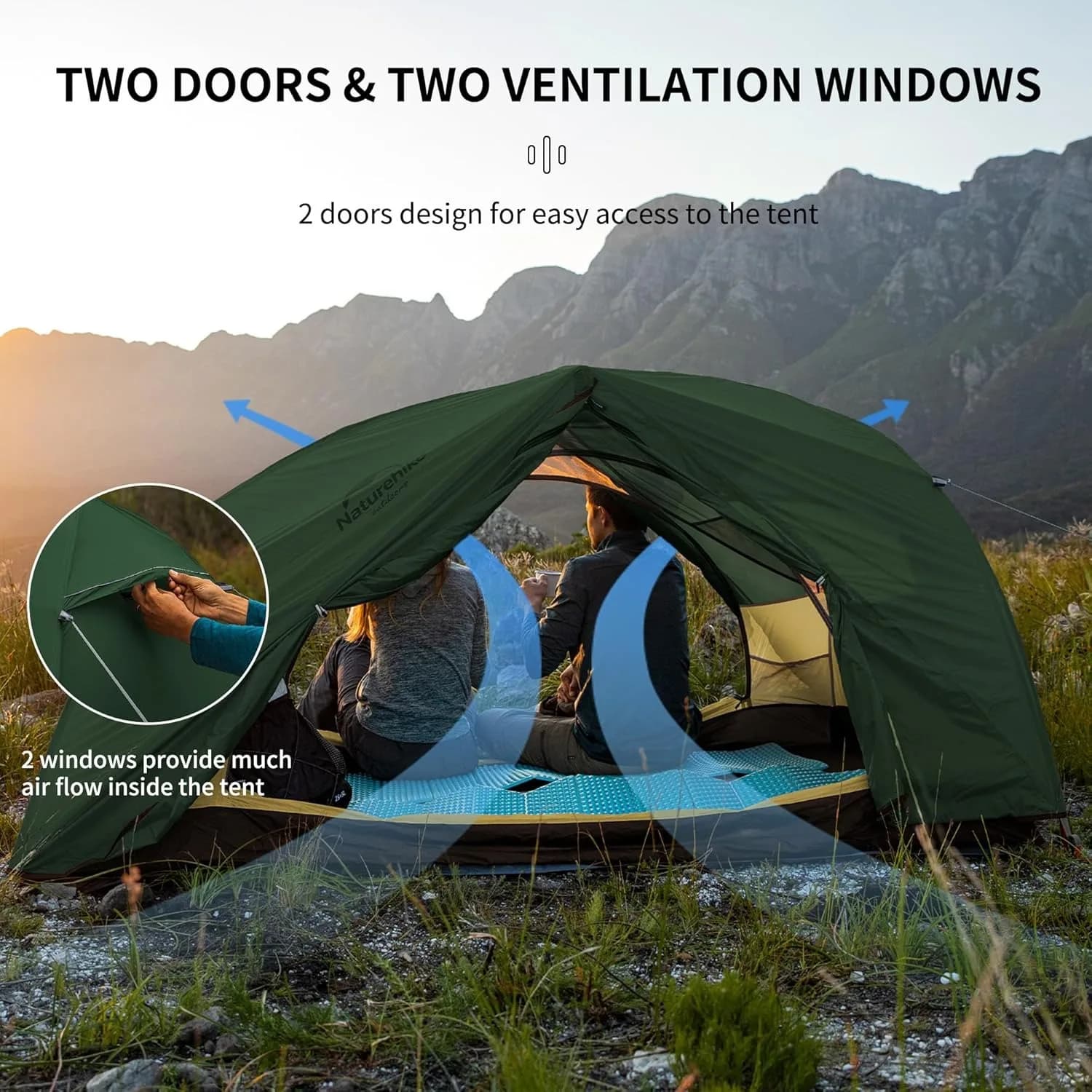 Tente 4 saisons 2 personnes Naturehike Star-River waterproof pour pêche et randonnée