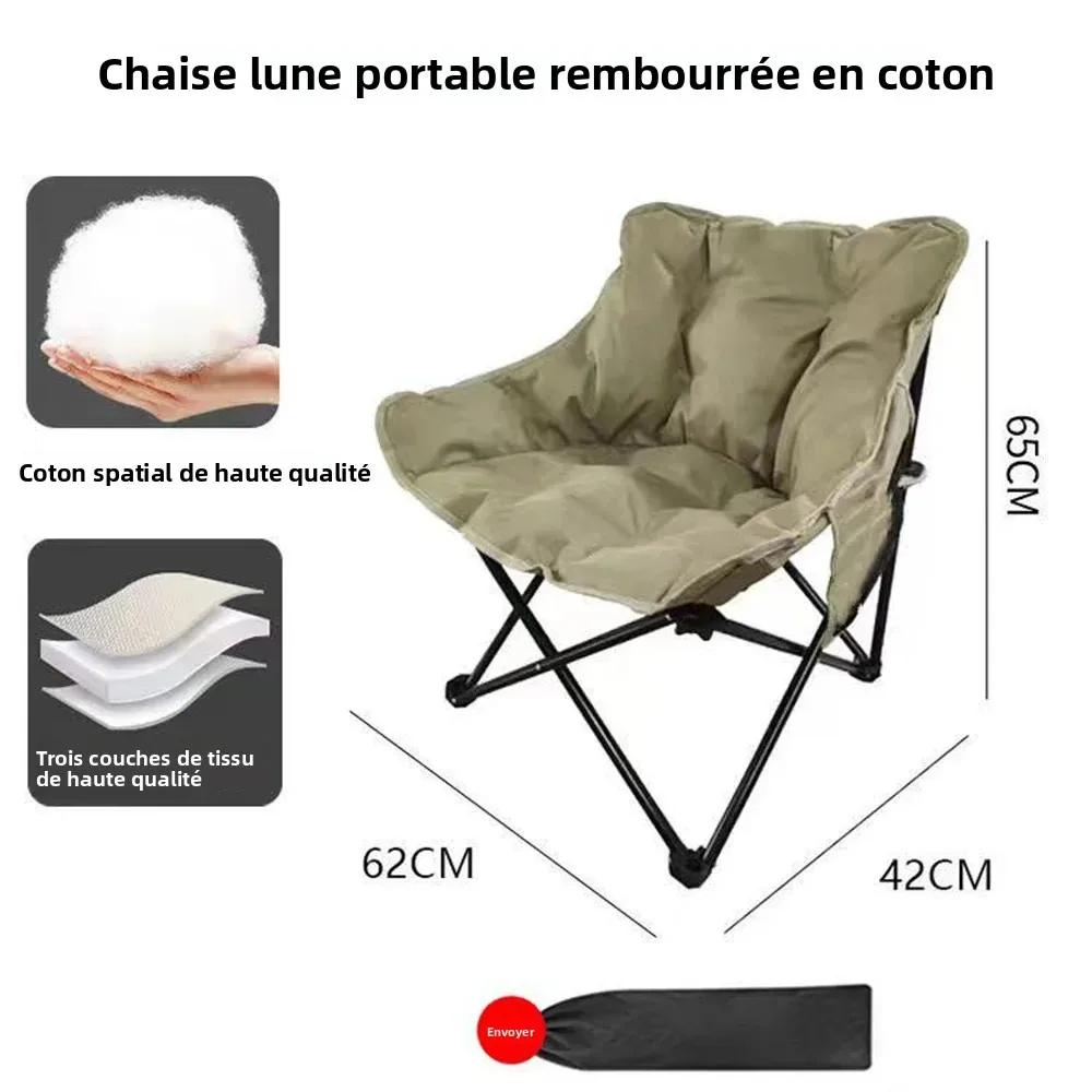 Fauteuil lune pliant rembourré dossier haut réglable pour pêche camping loisirs randonnée pique-nique