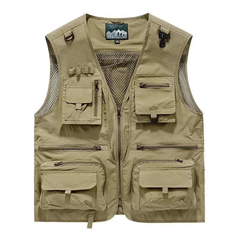 Veste de pêche mesh séchage rapide multi-poches - Veste tactique sans manches homme - Veste solide randonnée chasse