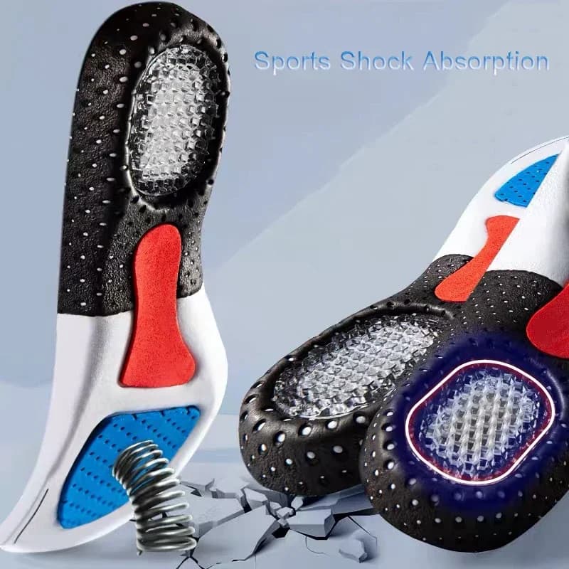 Semelles orthopédiques mémoire de forme gel - Support voûte plantaire sport pêche confort