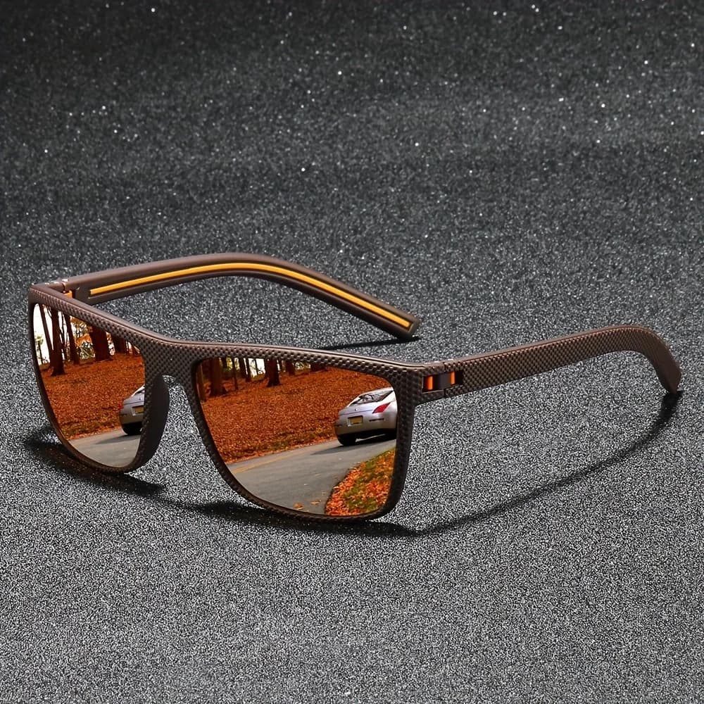 Lunettes de soleil polarisées carrées vintage avec décorations - Design unique pour pêche et conduite