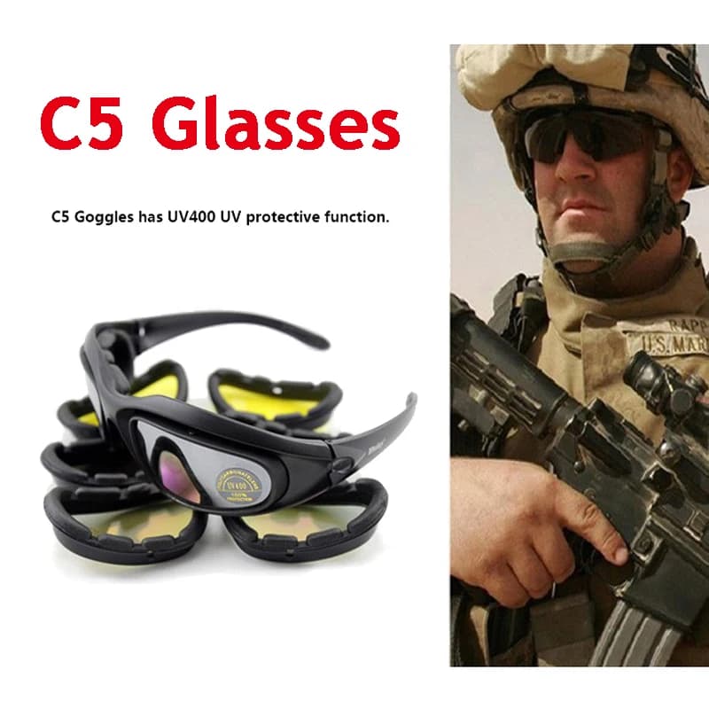 Lunettes Daisy C5/X7 polarisées 4 verres pour airsoft pêche sport - protection tactique complète
