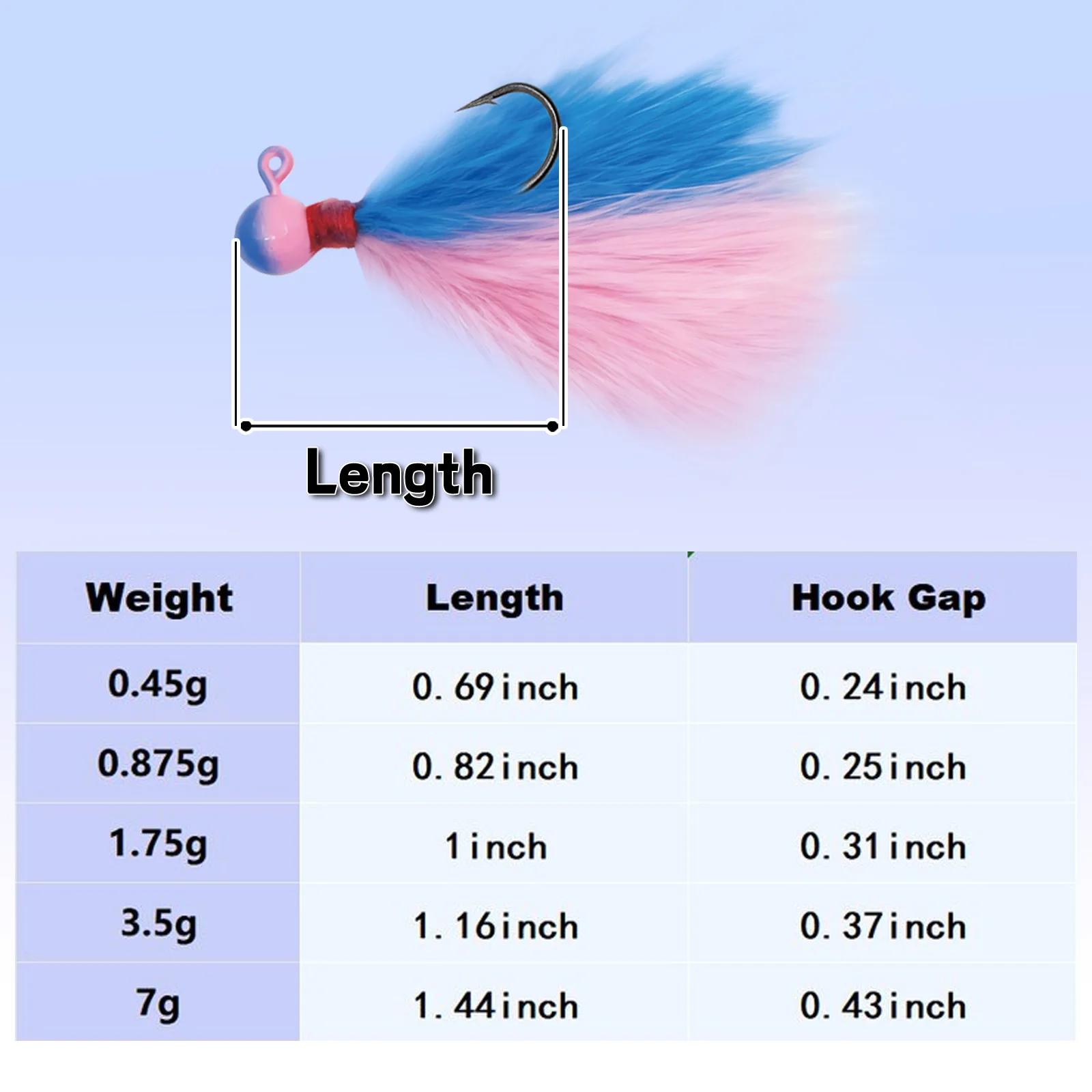 Têtes plombées jig 5pcs avec plumes marabou, coloris mixte 0.45-7g pour truite, perche et eau salée