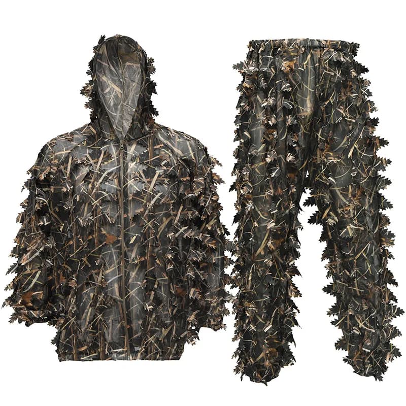 Ghillie Suit Léger Feuilles 3D - Équipement Camouflage Airsoft et Pêche Discrète