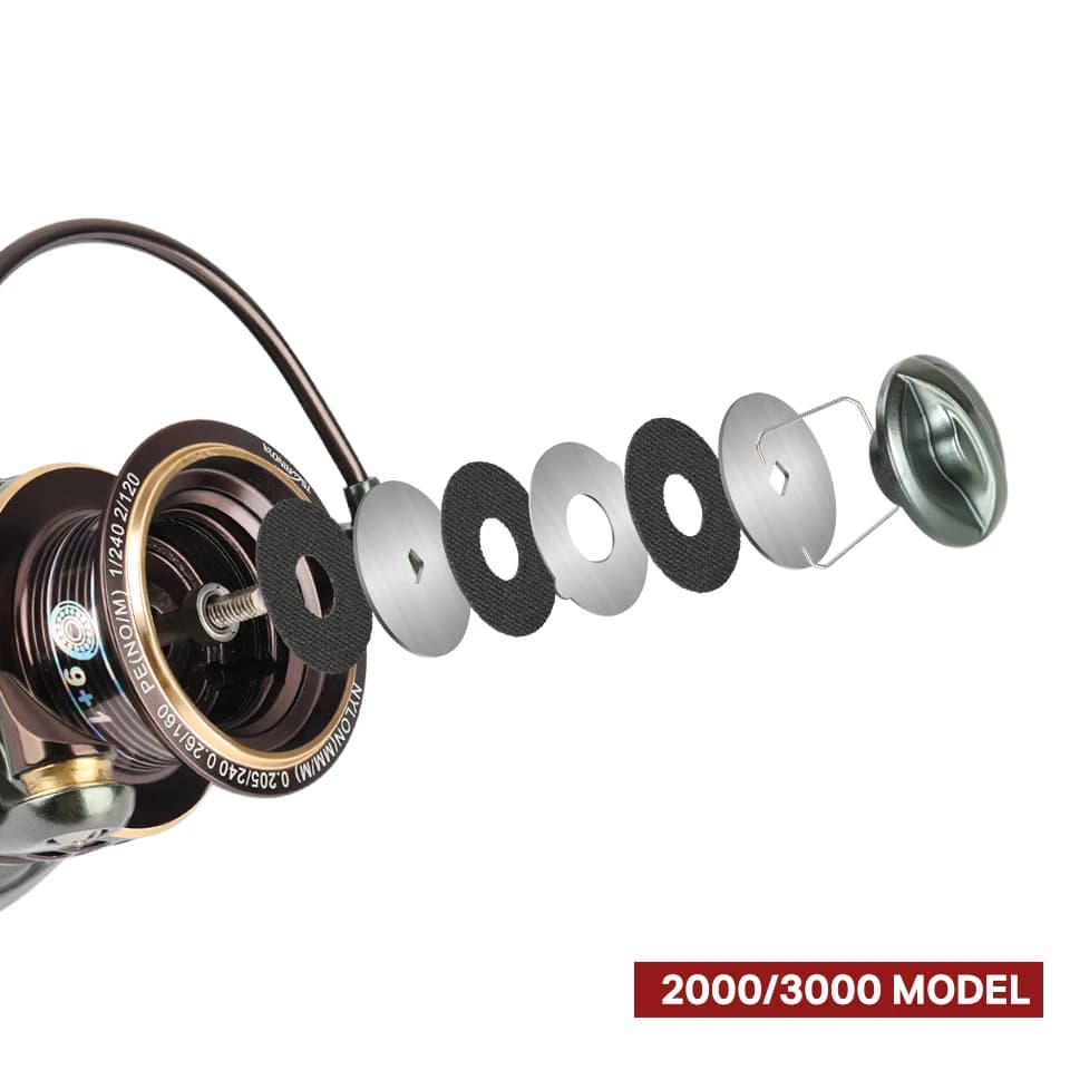 Moulinet TSURINOYA JAGUAR 2 bobines - 1000 à 3000, 185G, frein carbone 6KG pour carpe et mer
