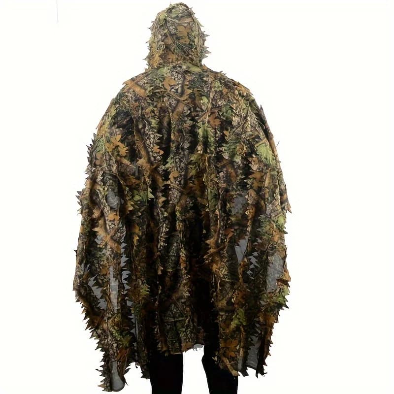 Poncho Ghillie camouflage universel léger feuilles 3D pêche chasse enfants adultes taille unique