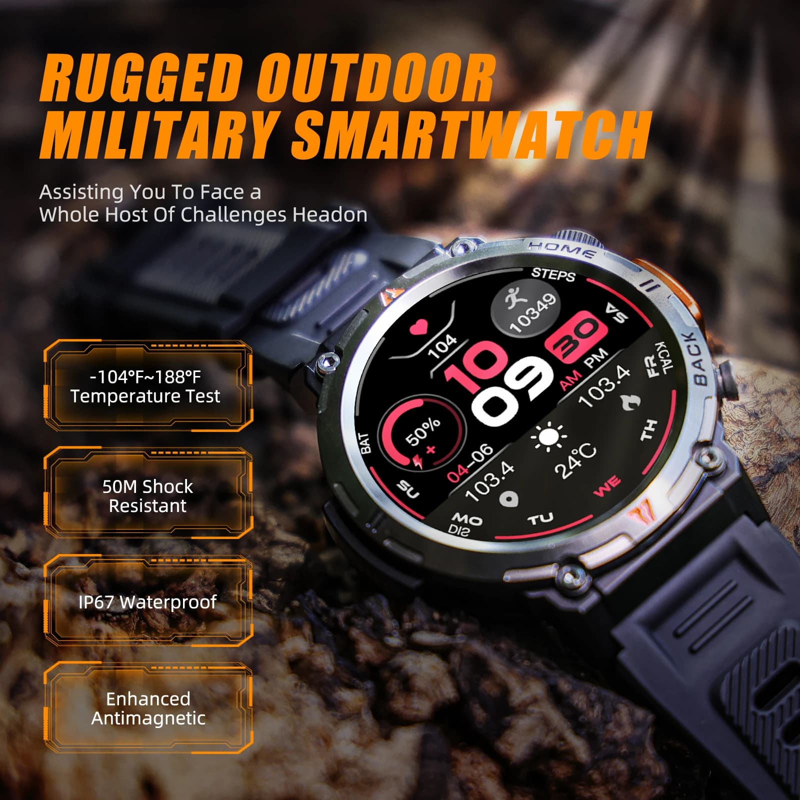 Smartwatch EIGIIS 2024 homme monitoring santé étanche multi sports appels Bluetooth écran tactile lampe