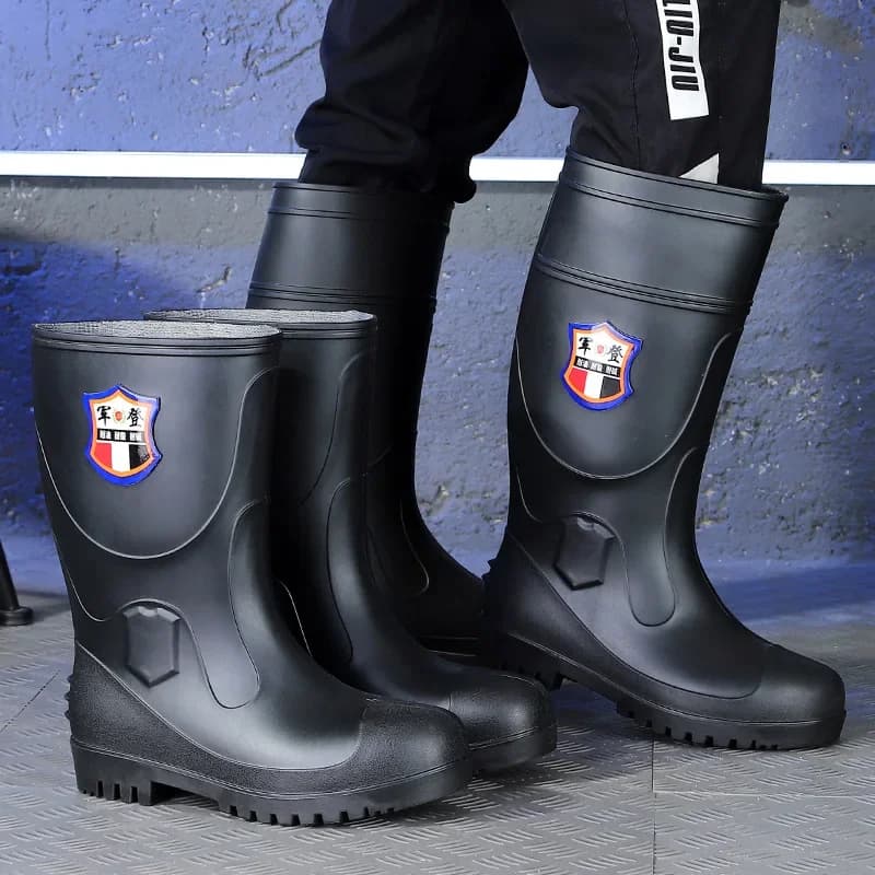 Bottes de pêche renforcées acier mi-mollet - Chaussures travail antidérapantes pour pêche technique