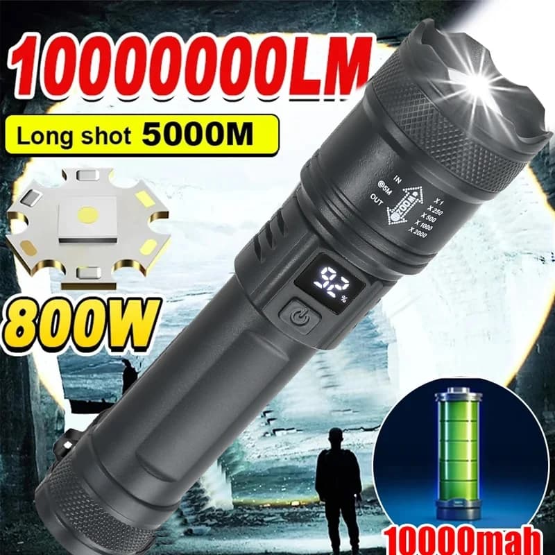 Lampe torche tactique LED 2000LM rechargeable USB - Projecteur zoom pêche camping urgence