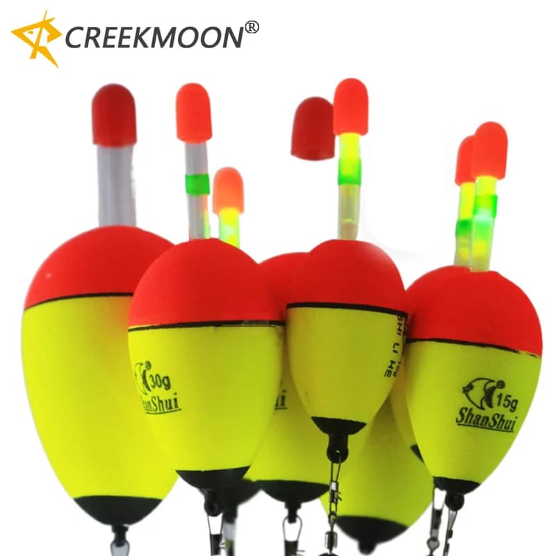 5 flotteurs lumineux de nuit EVA pour la pêche en mer et sur roches, avec lumière