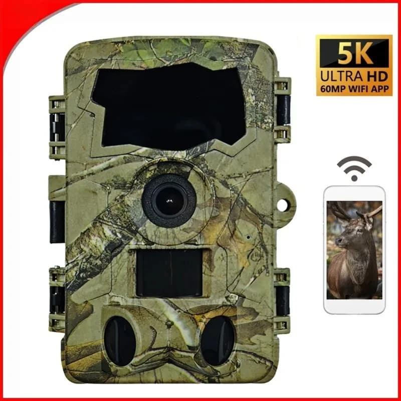 Caméra de chasse WiFi 5K vision nocturne infrarouge étanche déclenchement mouvement extérieur surveillance faune