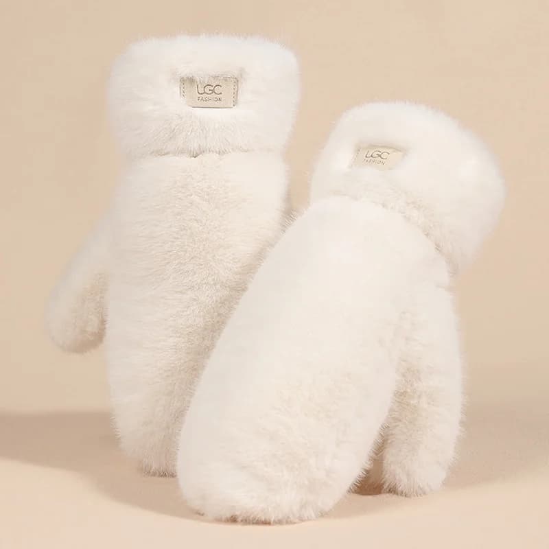 Gants imitation fourrure lapin femme hiver doublure polaire épaisse gants chauds en cachemire
