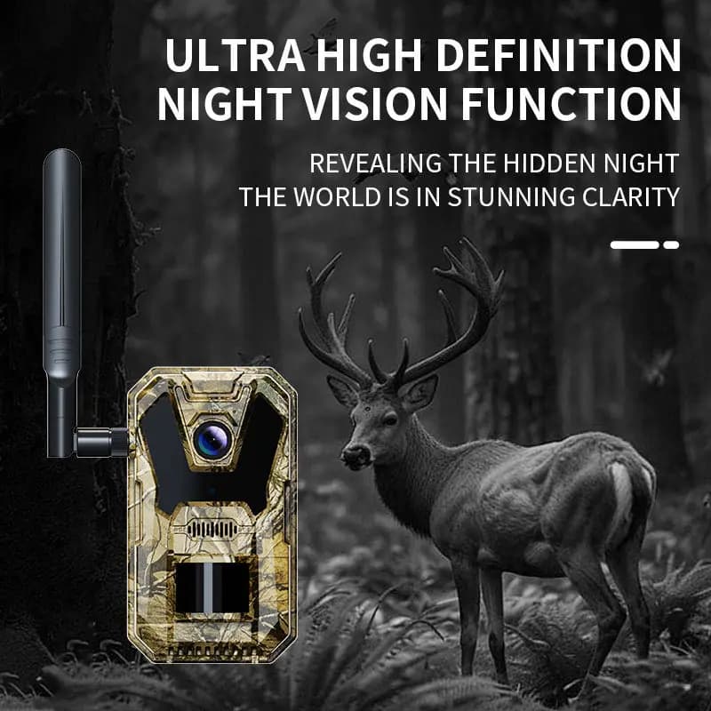 Caméra de chasse 4G LTE étanche solaire 4MP avec application Ucon pour surveillance faunique à distance