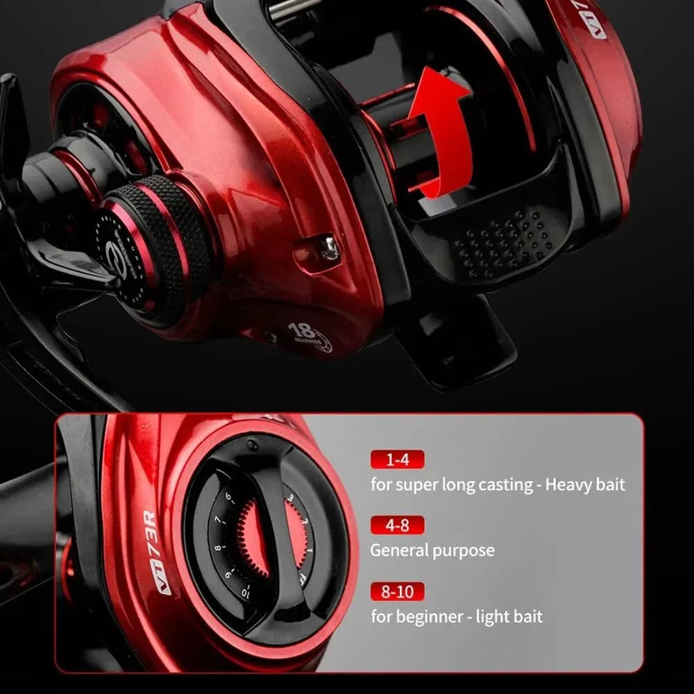 Moulinet baitcasting ultra léger 8kg de drag pour la pêche du brochet et du black bass