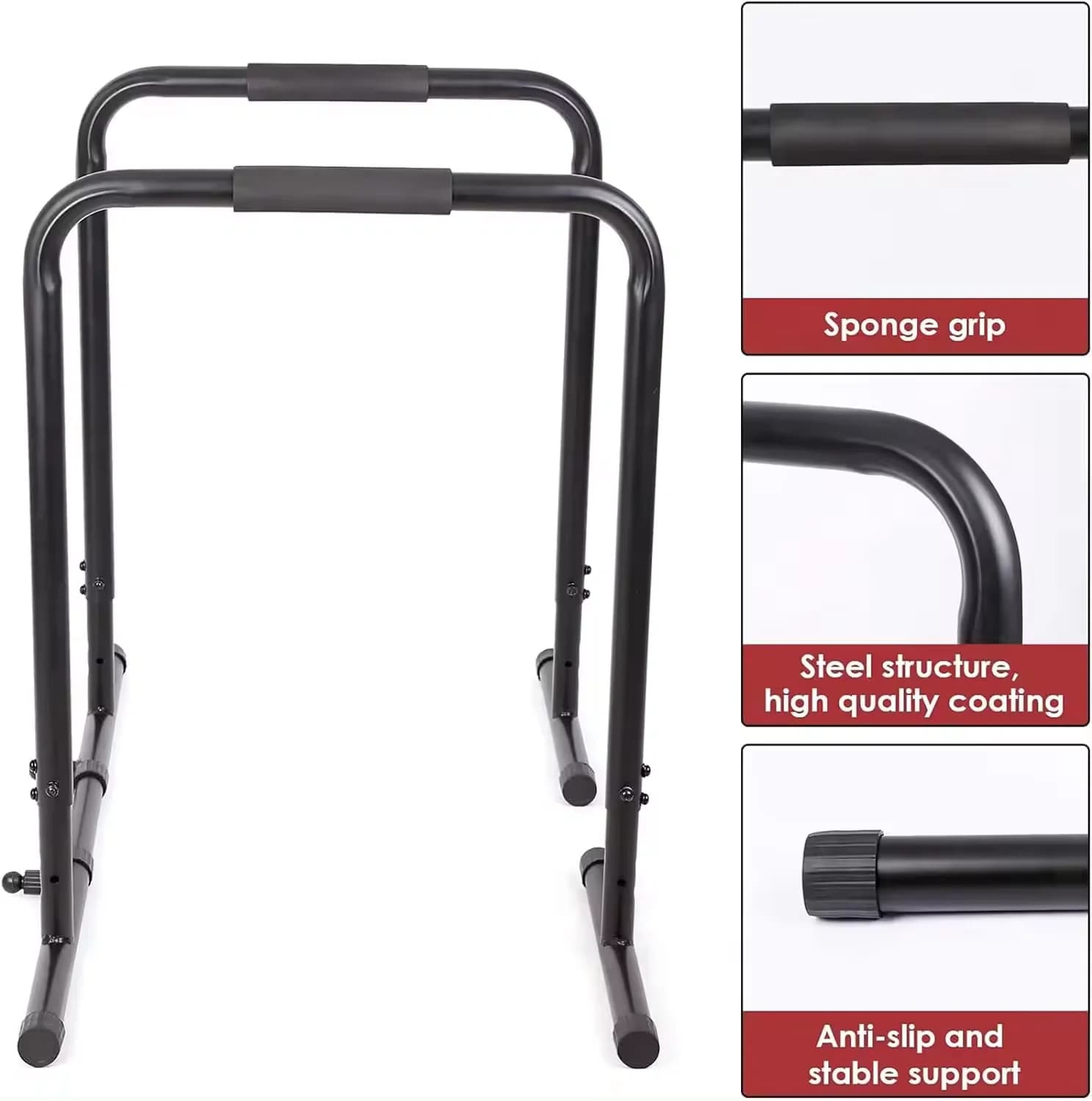 Barres parallèles ajustables pour dips et tractions - Barre de musculation solide pour entraînement à domicile