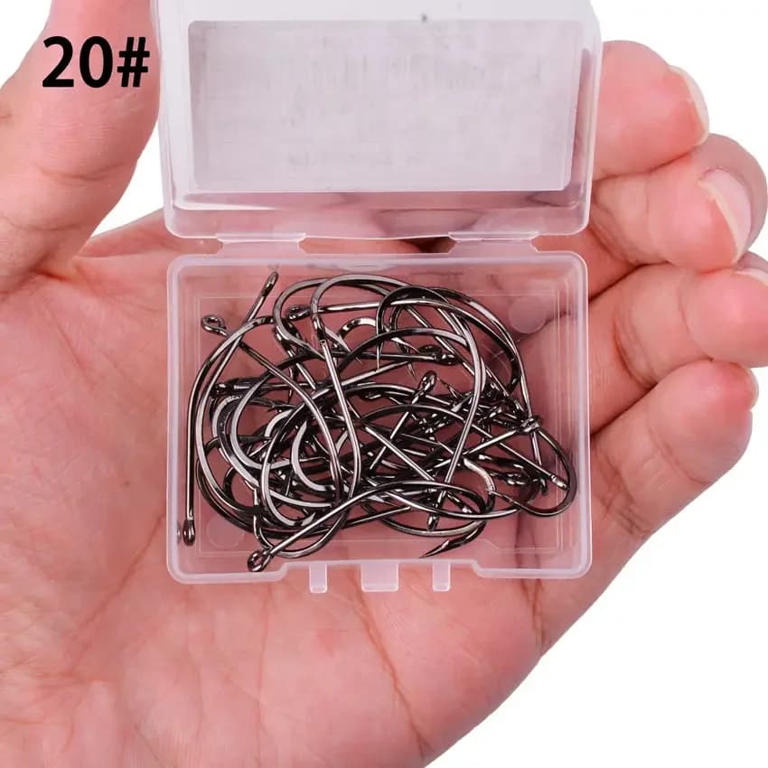 Lot de 60 hameçons carpe acier carbone inoxydable anti-décrochage avec boîte retail pour pêche