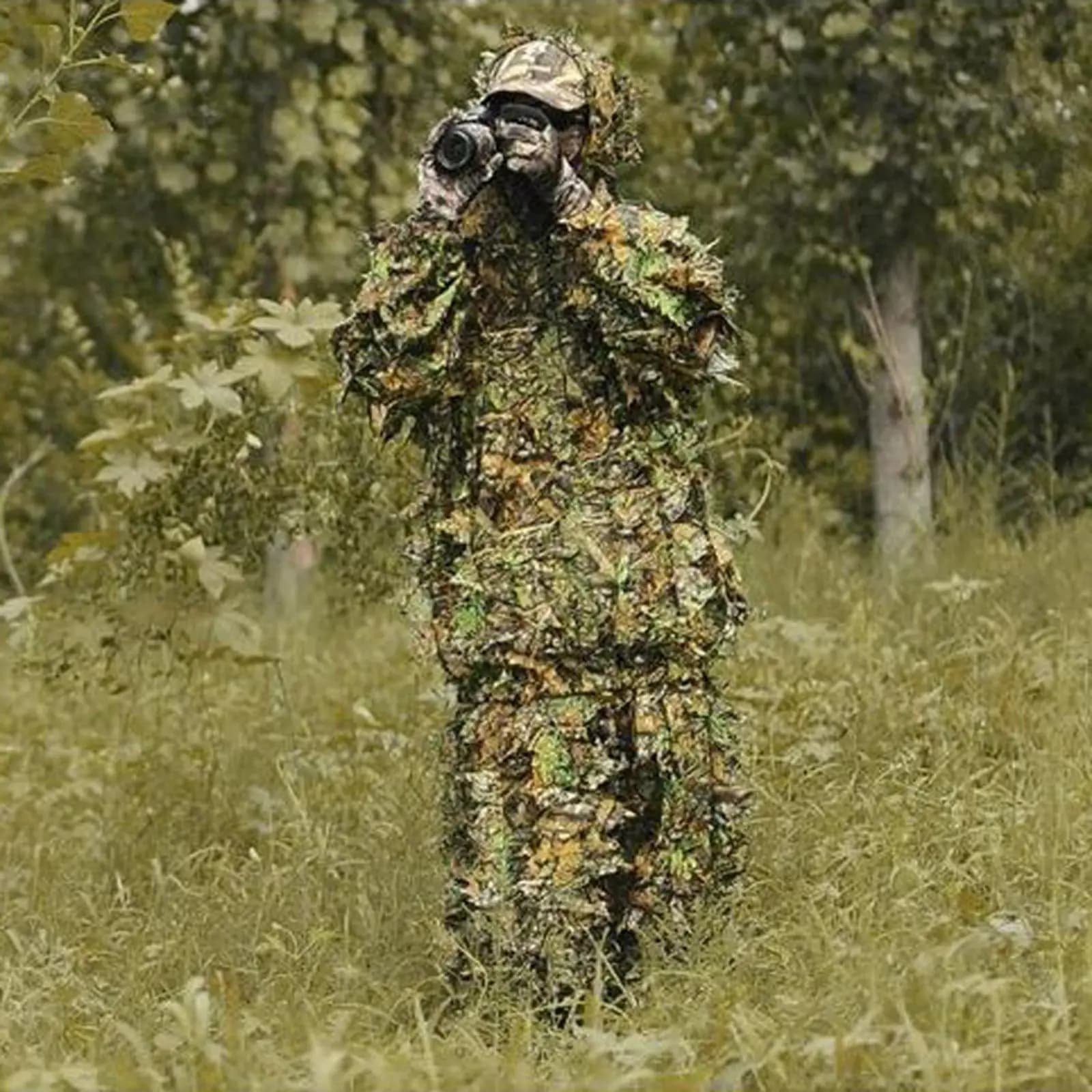 Ghillie Suit Enfant XL-XXL Jungle Woodland - Tenue Camouflage Feuilles pour Pêche et Chasse