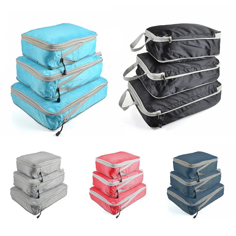 Cubes de compression pliables étanches pour valise - organisateur de voyage nylon avec poignée