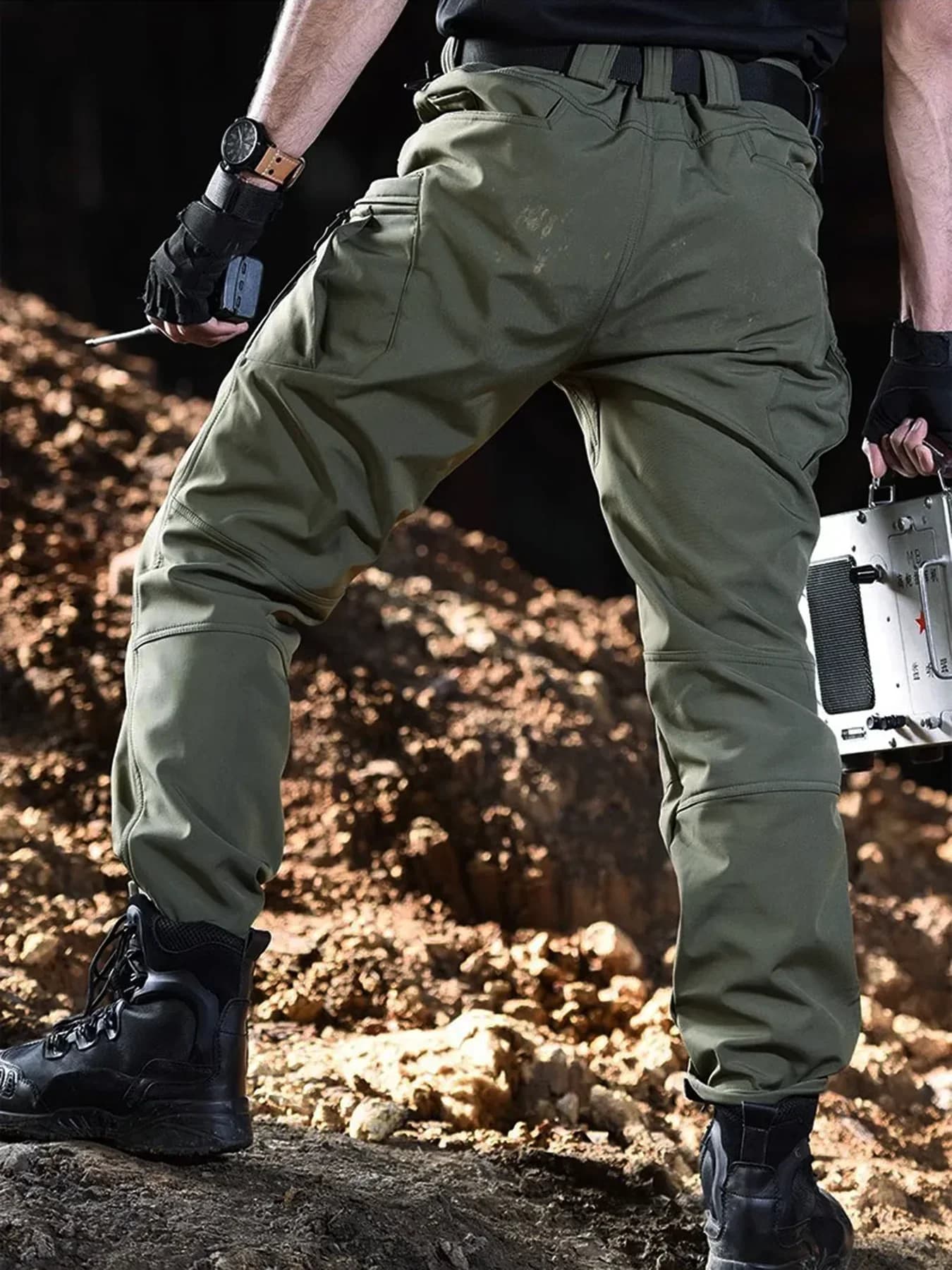 Pantalon cargo polaire 2025 pour homme - Pêche hivernale, randonnée, coupe droite et confortable