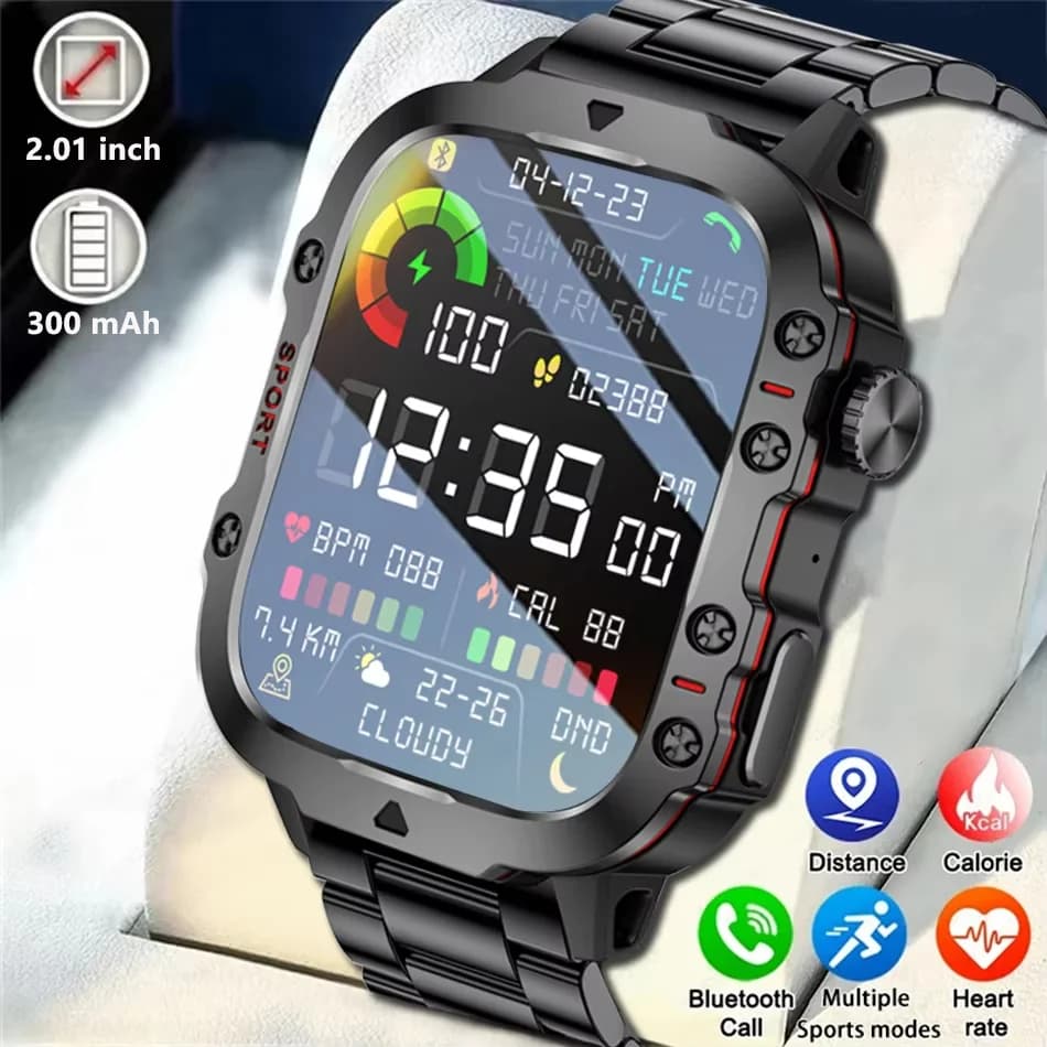 Smartwatch KESHUYOU avec écran 2.01" et lampe LED - Montre outdoor pour pêcheurs aventuriers