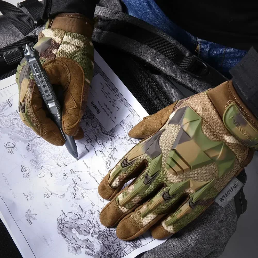 Gants tactiques camouflage homme pêche chasse randonnée vélo anti-dérapants doigts complets