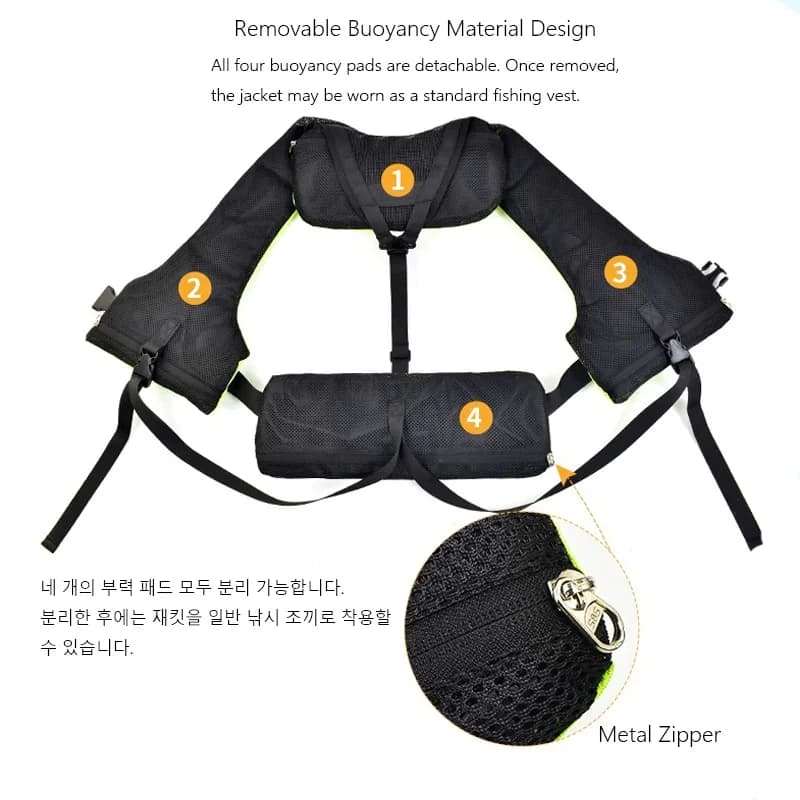 Veste de pêche professionnelle mer avec grande flottabilité et poche spacieuse pour la pêche en bateau