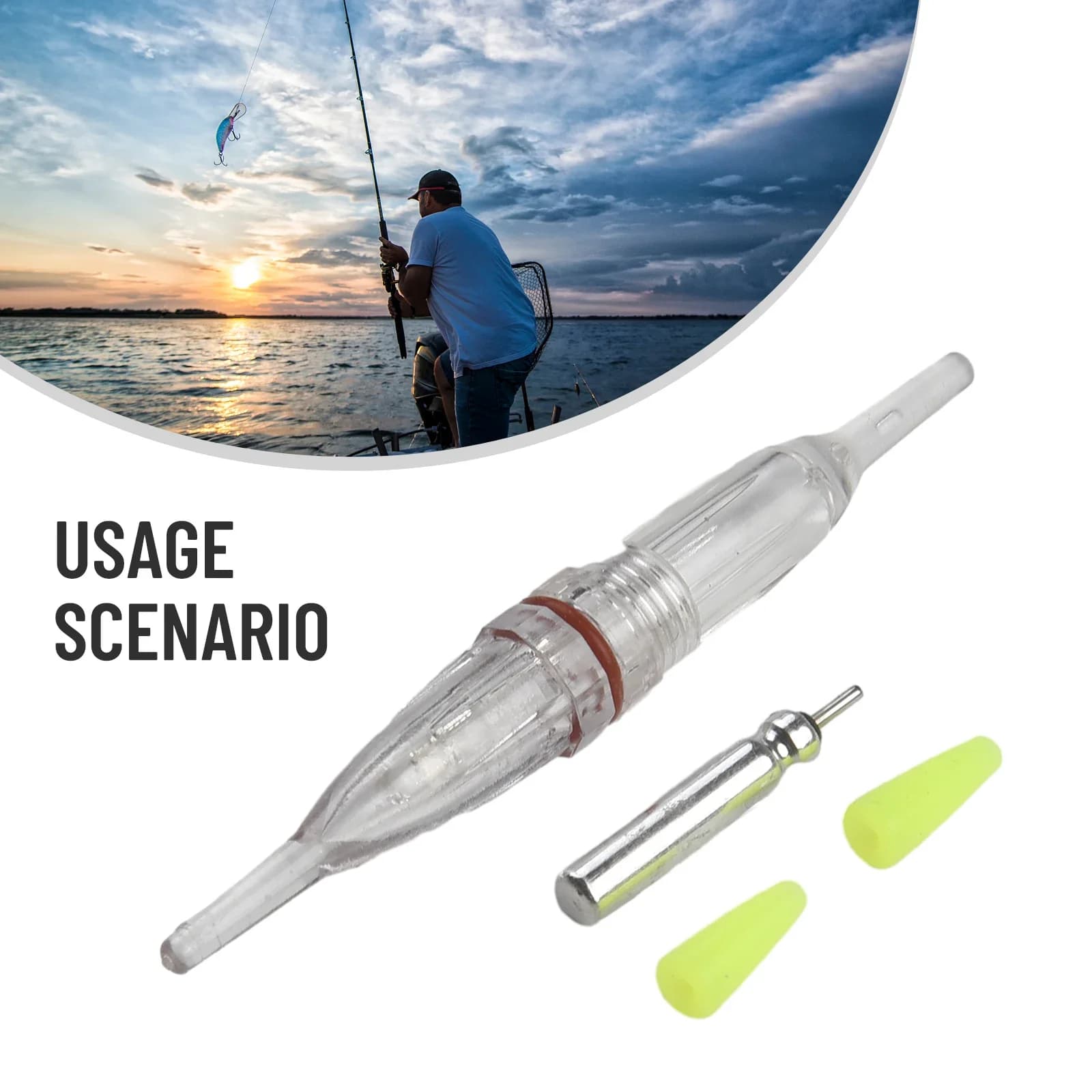 Lampe stick électronique pour pêche de nuit SPORTARC - Flotteur lumineux attrape-poisson waterproof 72mm