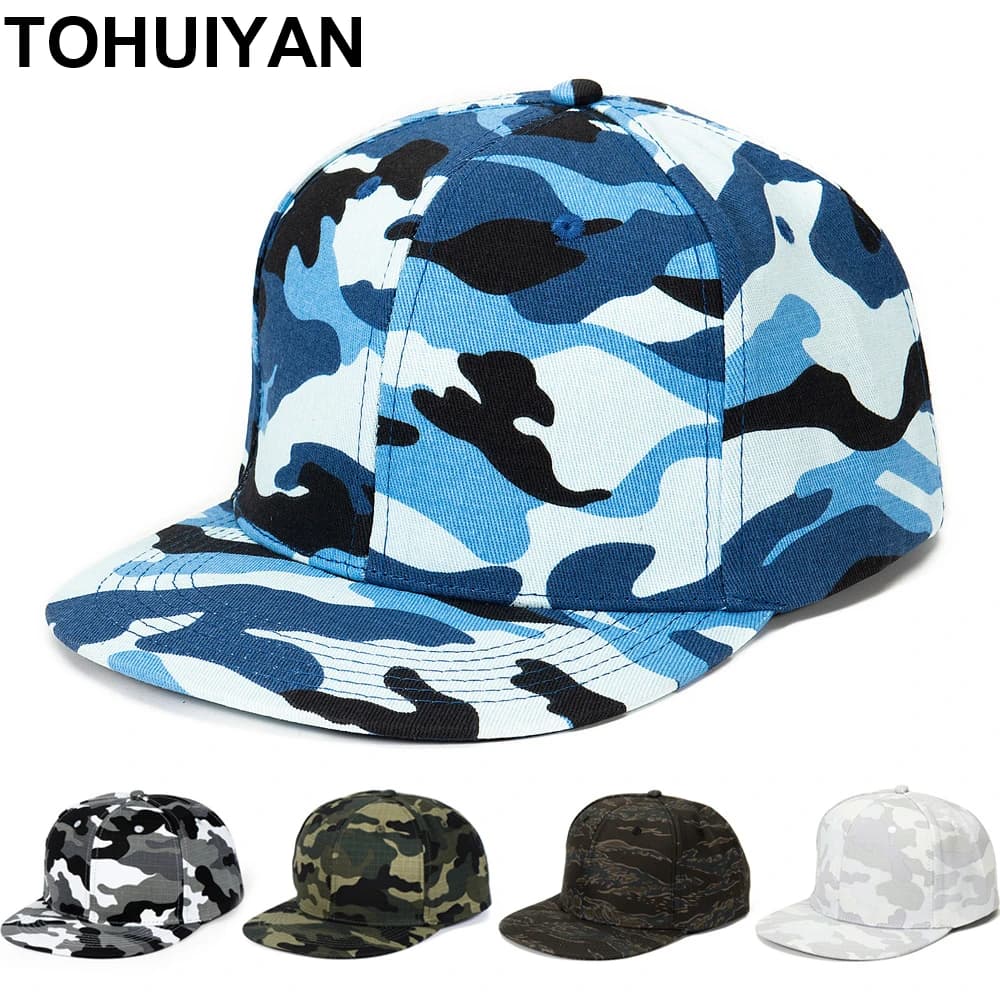 Casquette pêche camouflage jungle flat bill baseball homme femme outdoor TOHUIYAN