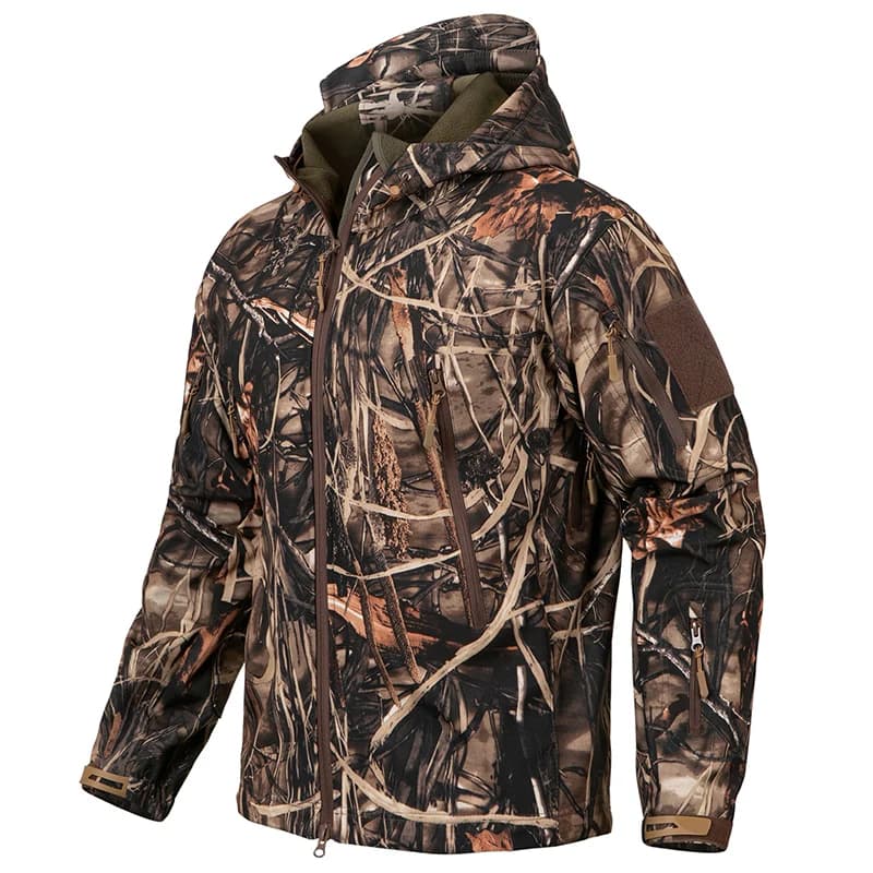 Veste de chasse camouflage silencieux homme imperméable polaire soft shell pêche randonnée capuche