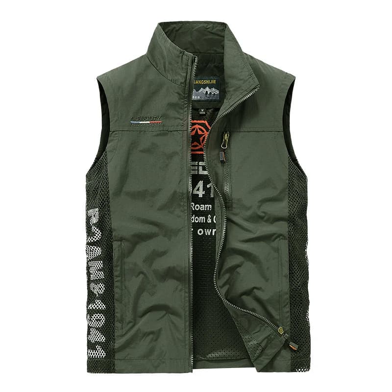 Veste homme été sans manches respirante pêche photographie loisirs extérieur veste mesh léger