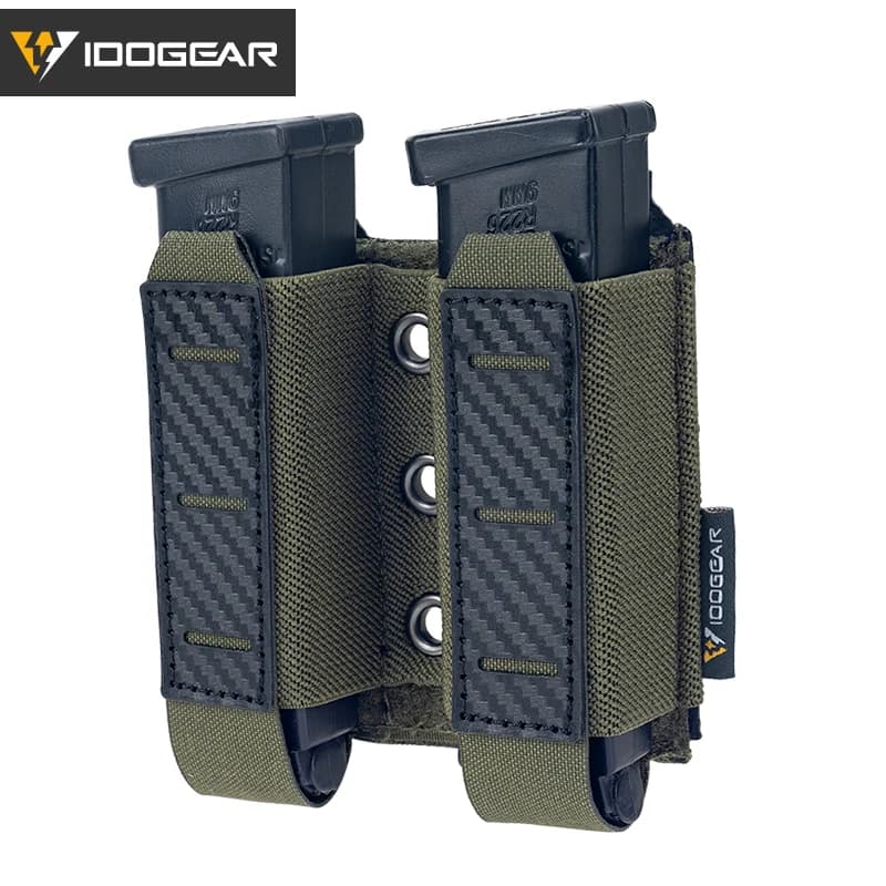 Pochette tactique IDOGEAR carbone anti-dérapante - Double montage MOLLE léger drainage rapide 9mm durable