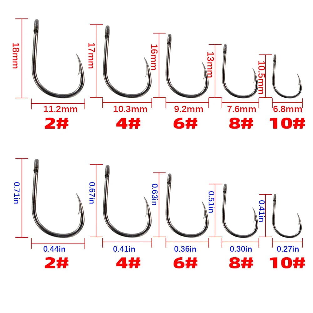 30 hameçons carpe en acier inoxydable carbone avec œillet et barbillon, revêtus PTFE anti-corrosion, accessoires pêche durable X505