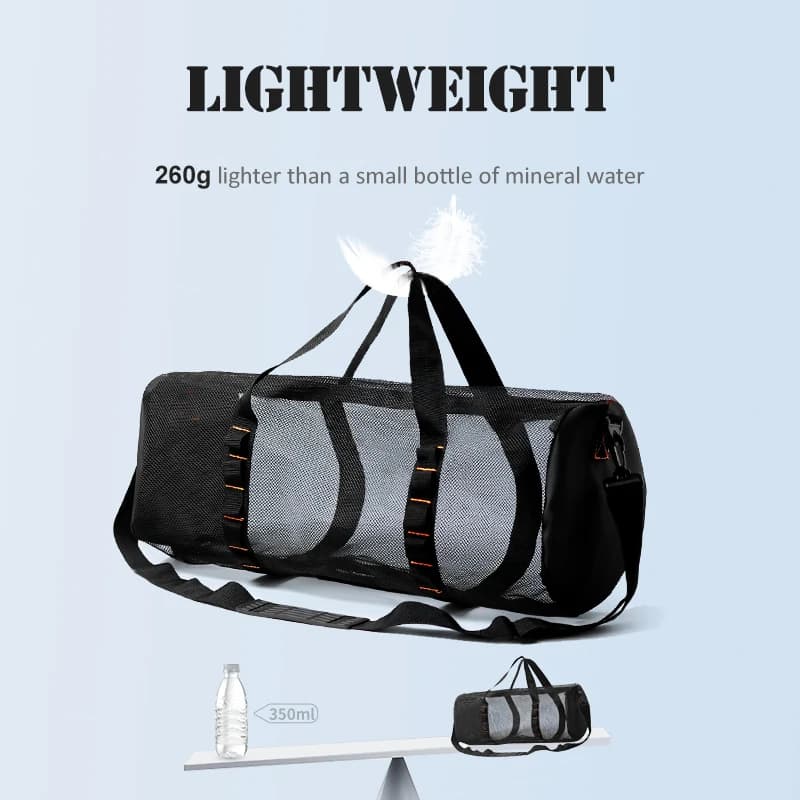 Grand sac filet de plongée pour pêche sous-marine - Duffle mesh extra large pour matériel de pêche humide