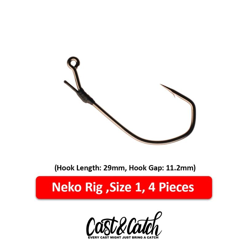Hameçons offset Cast&Catch Neko Rig 4pcs pour leurres souples pêche carnassiers truite eau douce