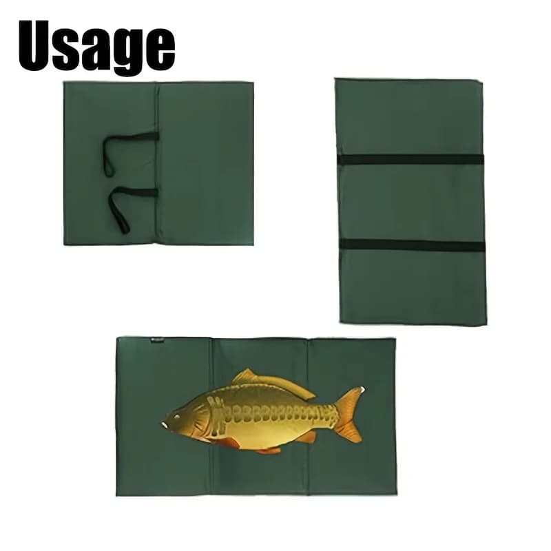 Tapis de décrochage pêche carpe Quick Fish pliable avec règle - Protection 3 couches éponge multi-coussin
