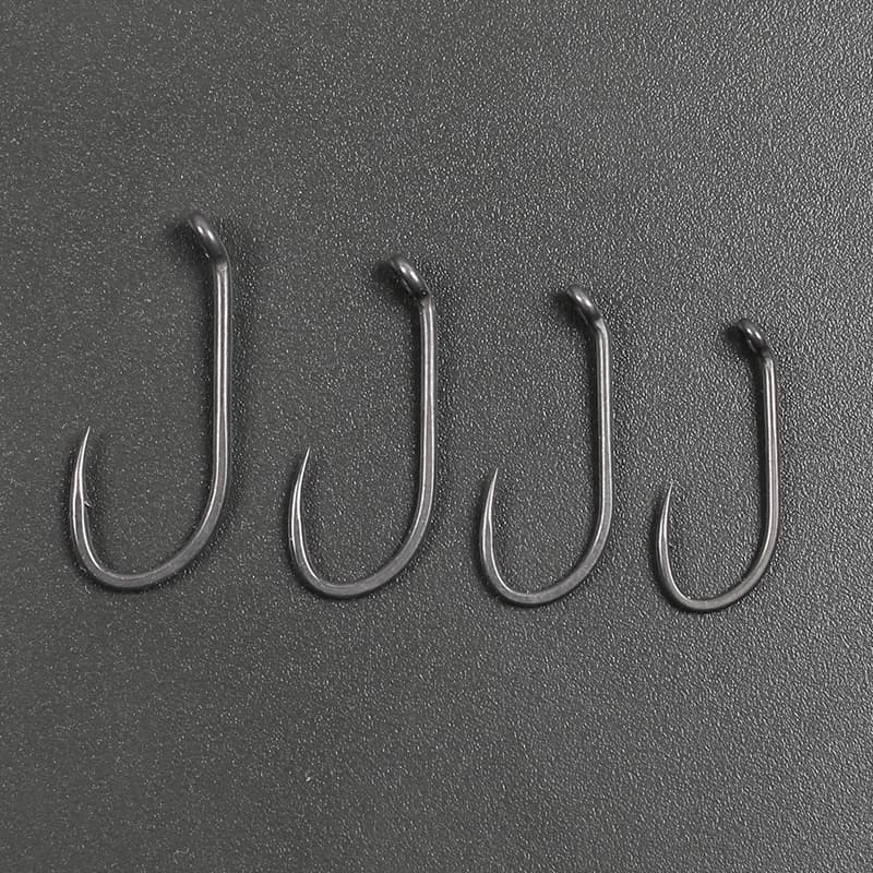 10 hameçons carpe longue tige micro-barbelés taille 2 4 6 8, pointe bec ultra-affûtée revêtement PTFE
