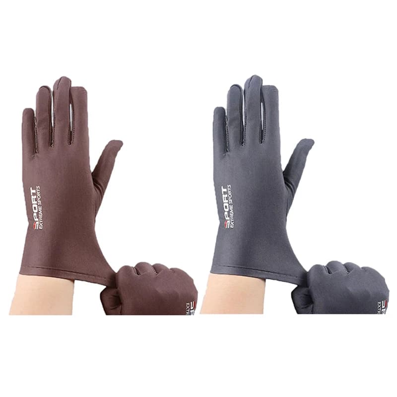 Gants pêche homme soie glacée protection solaire conduite vélo randonnée doigts complets respirants été