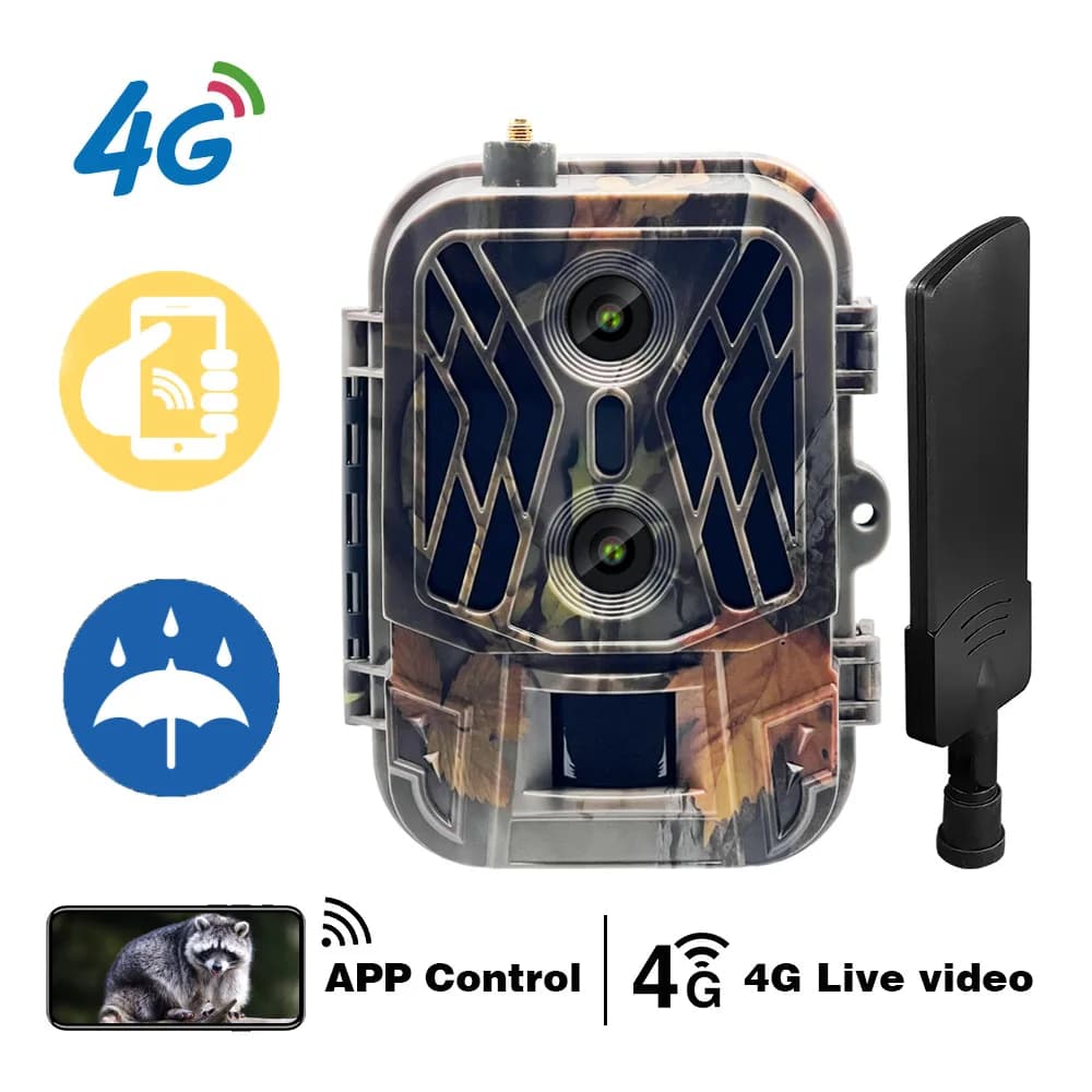 Caméra de chasse 4G sans batterie lithium avec double détection - Contrôle APP et service cloud inclus