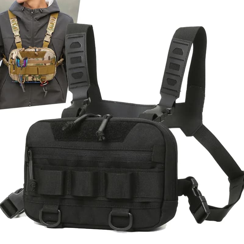 Sac poitrine tactique de pêche étanche en nylon Molle pour randonnée et camping - Sac banane