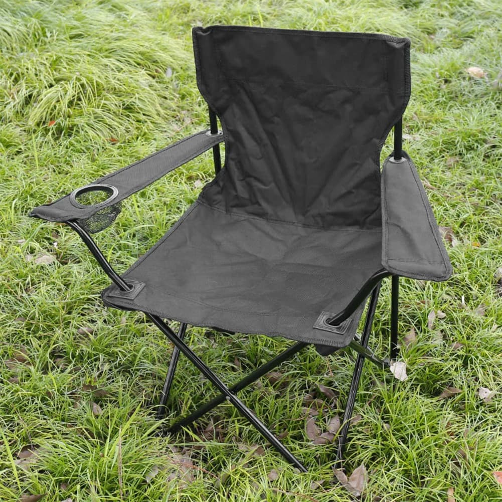Chaise pliante pêche plage camping avec porte-bouteille tissu oxford portable siège extérieur