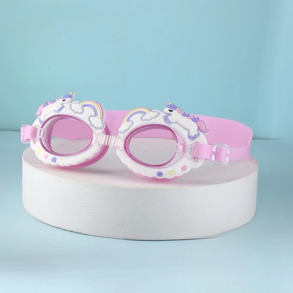 Set lunettes natation licorne rose enfant bonnet silicone étanche anti-buée sous-marin