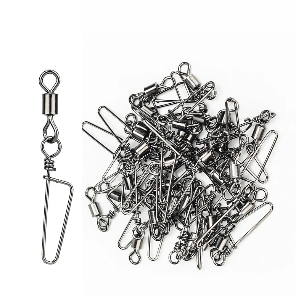 50 roulements à billes avec émerillons pêche à interverrouillage solide, pour leurres et hameçons - accessoires montage