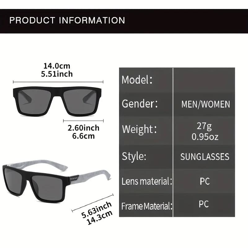 Lunettes carrées vintage polarisées luxe conducteur - Homme Femme pêche UV400 marque designer