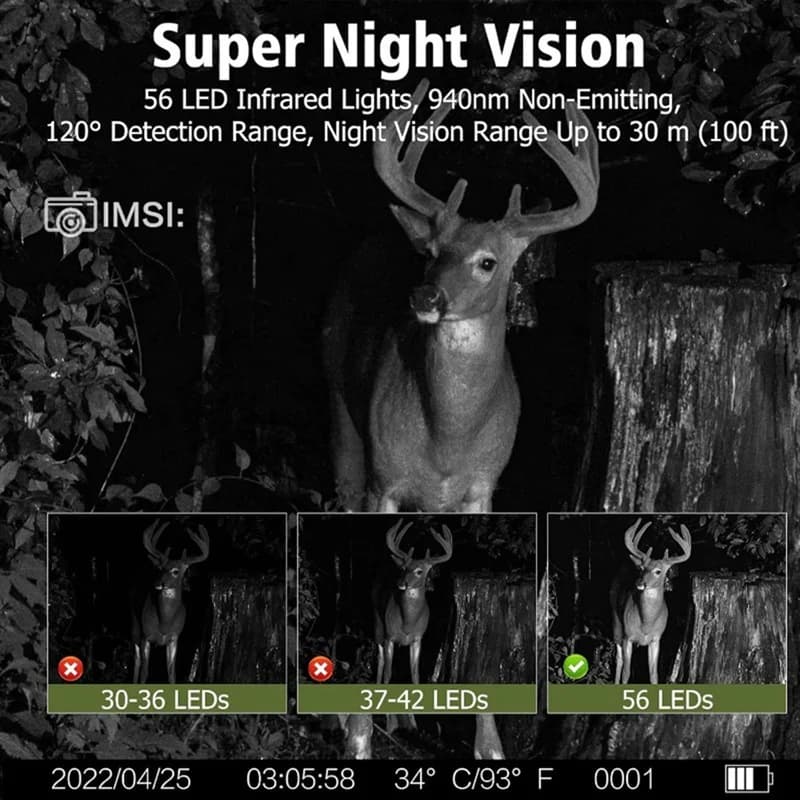 Caméra de chasse ABHS-50MP 4K vidéo vision nocturne déclenchement 0.3s étanche surveillance jardin chasse
